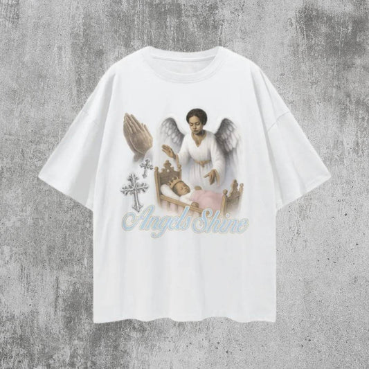 Religious Vintage/Y2K Angels Shine Oversized T Shirt