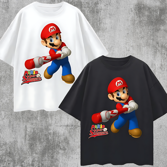 Vintage/Y2K Mario Super Sluggers Game Graphic T Shirt