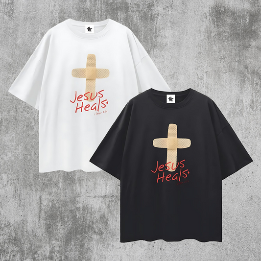 Religous Vintage/Y2K Jesus Heals Band Aid Oversized T Shirt