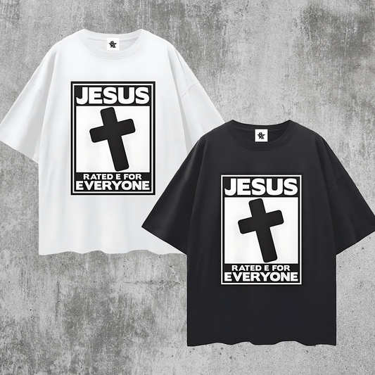 Religous Vintage/Y2K Jesus Rated E For Everyone Oversized T Shirt