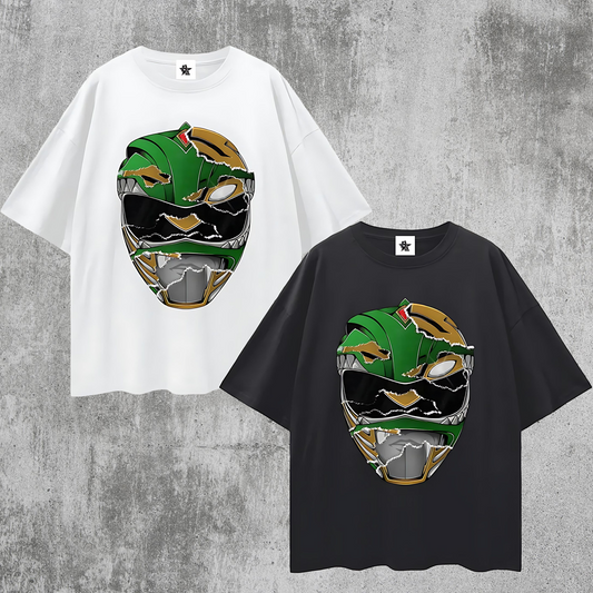 Vintage/Y2K Green Power Ranger Mask Oversized T Shirt