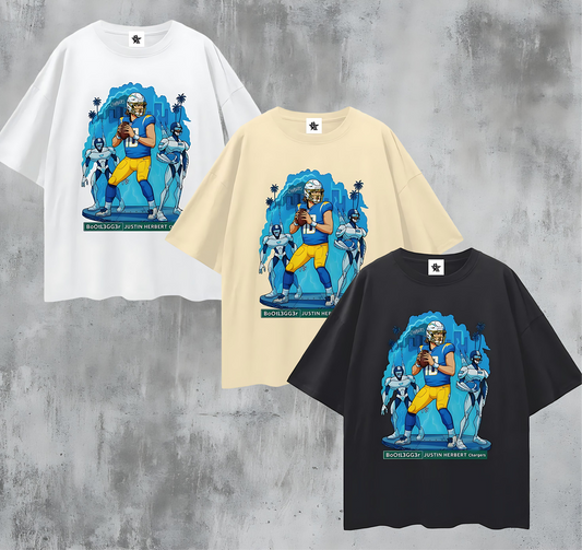 Vintage/Y2K Chargers Justin Herbert Downtown Bootlegger Oversized T Shirt