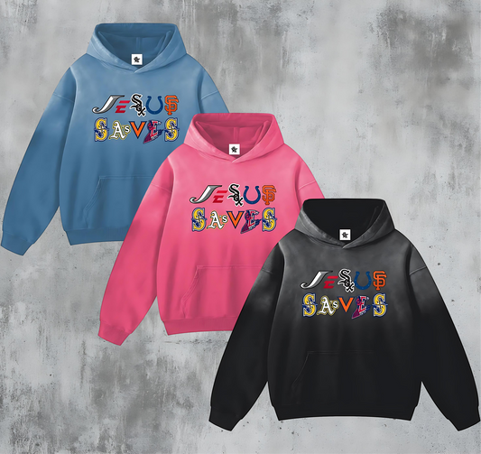Vintage/Y2K Religious Jesus Saves Logos Oversized Hoodie