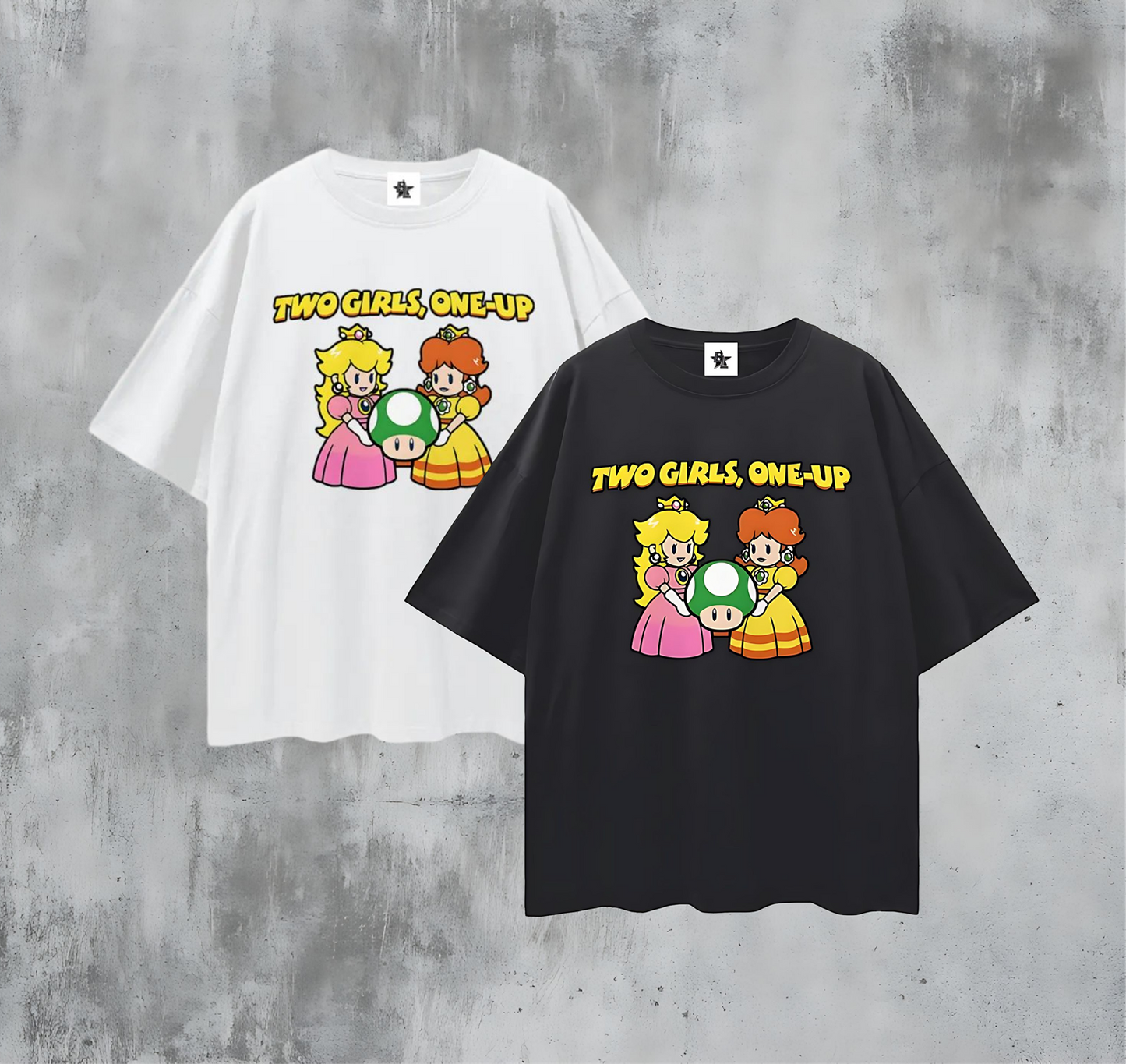 Funny Vintage/Y2K Two Girls One Up Oversized T Shirt
