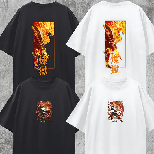 Vintage/Y2K Demon Flamehashira Slayer Anime Oversized T Shirt