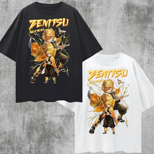 Vintage/Y2K Demon Slayer Zenitsu Agatsuma Anime Oversized T Shirt