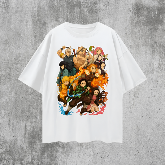 Vintage/Y2K Demon Slayer Anime All Characters Oversized T Shirt