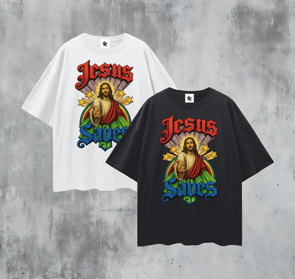 Vintage/Y2K Religious Jesus Saves Graphic T Shirt