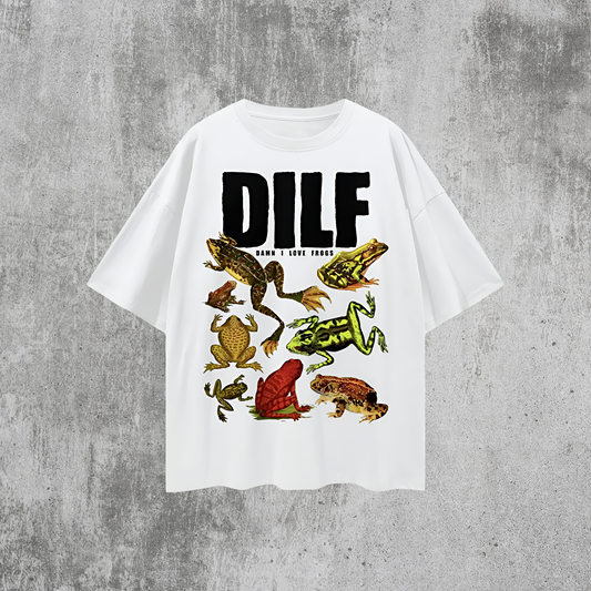Vintage/Y2K Funny DILF Damn I Love Frogs Oversized T Shirt