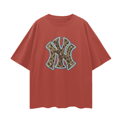 Yankees Leopard 90s Vintage Like Graphic Oversized T Shirt
