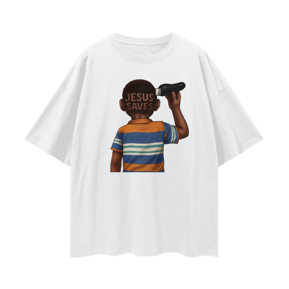 Vintage/Y2K Religious Jesus Saves Oversized T Shirt