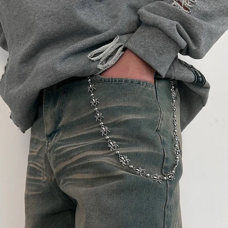 Punk Jeans Pants Chain Multi Layer Chain Punk Cross Charm Waist Wallet Chain Harajuku Belt for Hip Hop Dancers