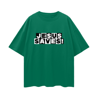 Religious Jesus Saves Cartoon Network Like Graphic Oversized T Shirt