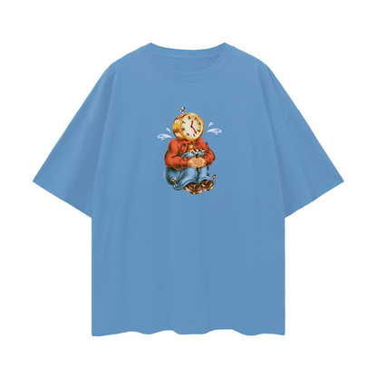Sitting Clock Man Like 90s Y2K Vintage Like Graphic Oversized T Shirt
