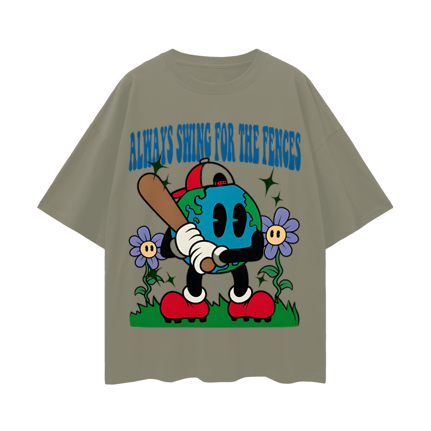 Swing For The Fences Baseball Graphic Oversized T Shirt