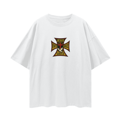 Religious Jesus Saves West Coast Choppers Like Graphic Oversized T Shirt