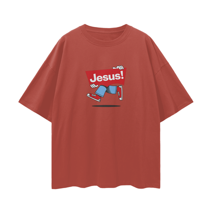 Religious Jesus Vintage Levi's Logo Like Graphic Oversized T Shirt
