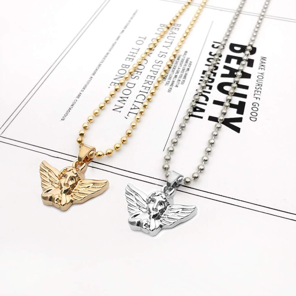 Angel Necklace Cherub Necklace for Women,Angel Wings Pendant Necklace,Cupid Guardian Y2K Aesthetic Necklace