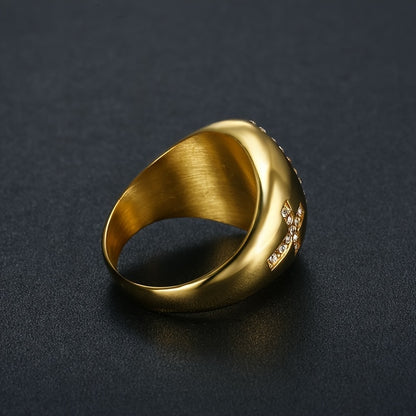 Virgin Mary Gold Rhinestone Ring