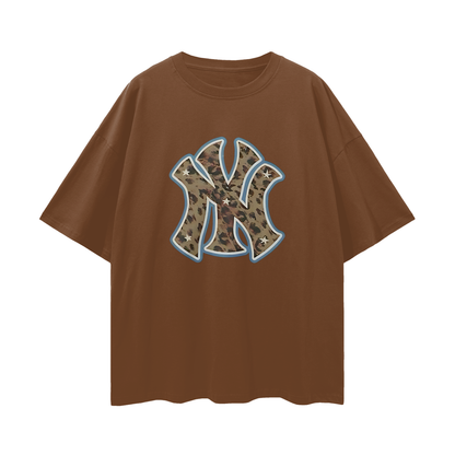 Yankees Leopard 90s Vintage Like Graphic Oversized T Shirt