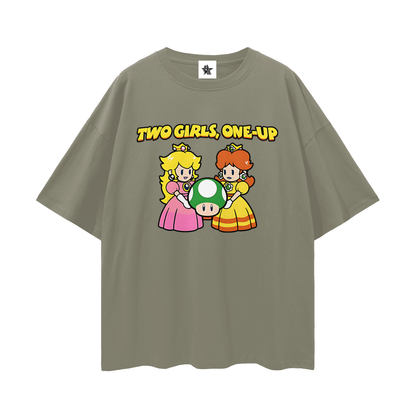 Funny Vintage/Y2K Two Girls One Up Oversized T Shirt
