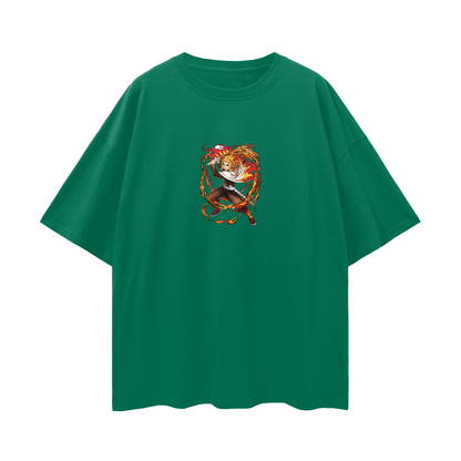 Vintage/Y2K Demon Flamehashira Slayer Anime Oversized T Shirt