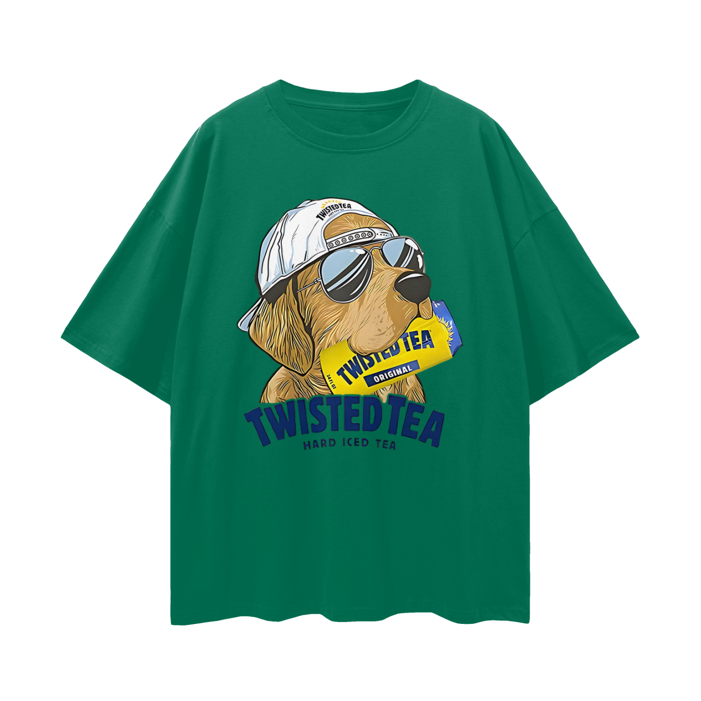 Golden Retriever Funny Twisted Teas Drink Graphic Oversized T Shirt