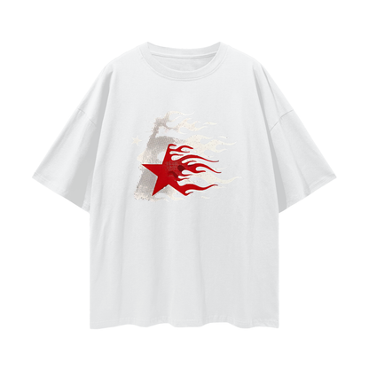 Religious Jesus Hellstar Logo  Like Graphic Oversized T Shirt