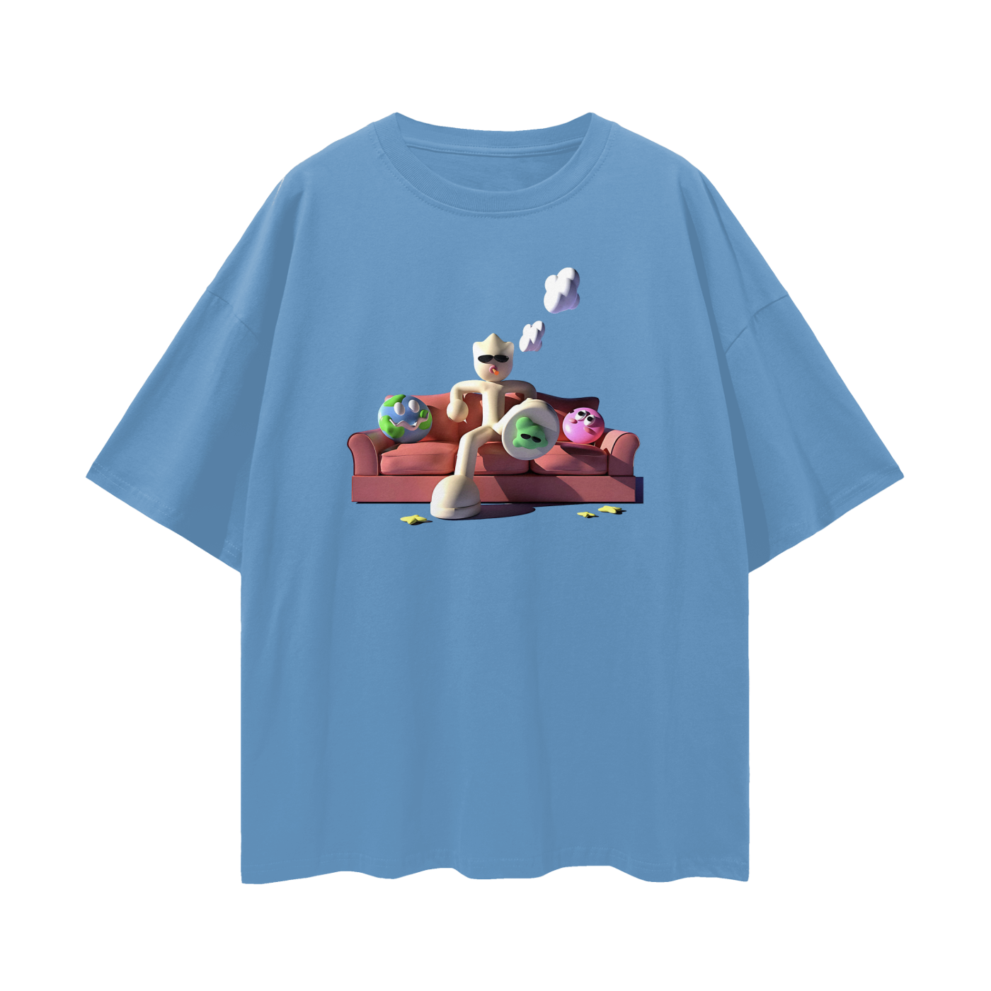 Clay Man On Couch Graphic Oversized T Shirt
