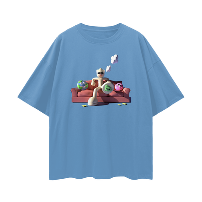 Clay Man On Couch Graphic Oversized T Shirt