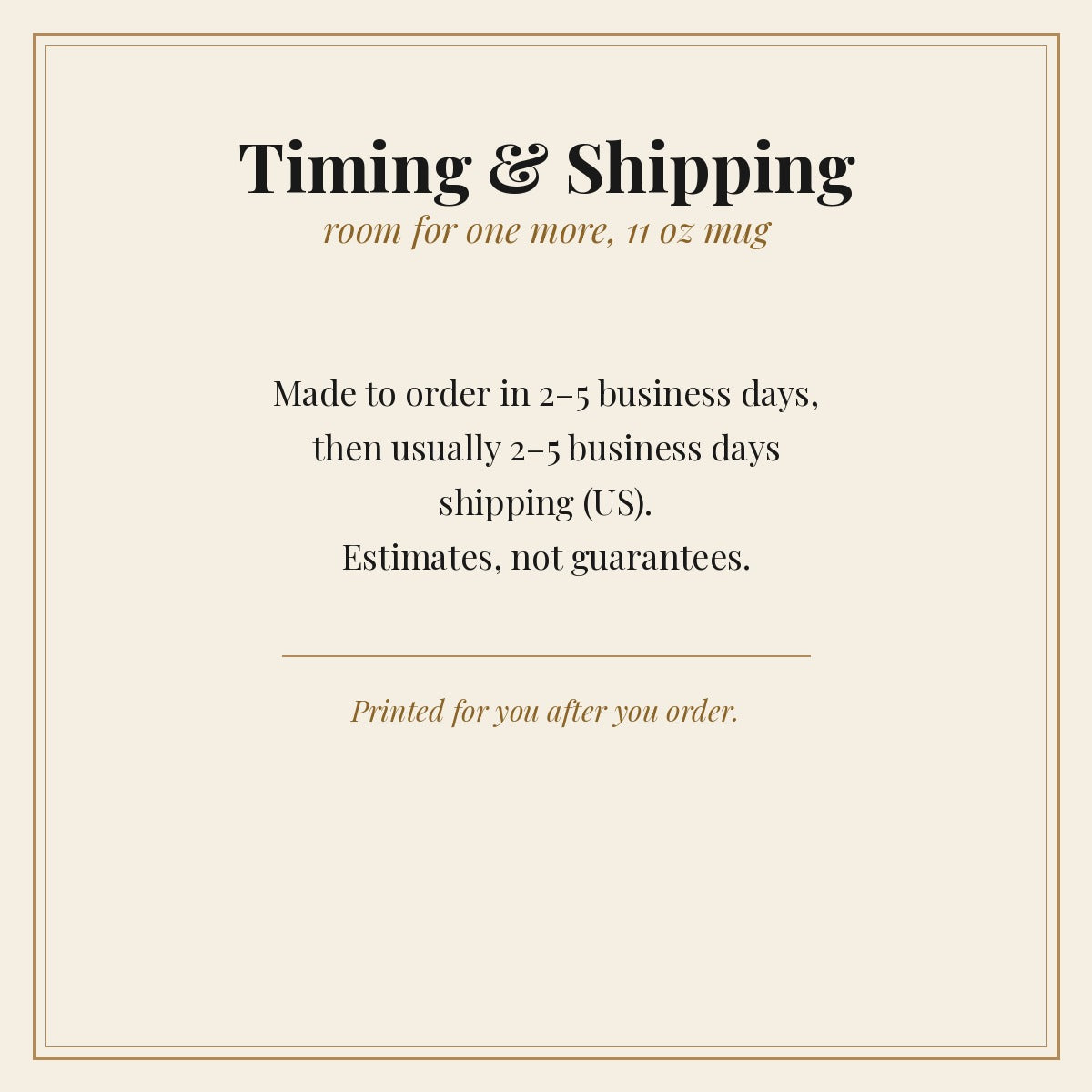 Always Room at the Table Mug - timing card