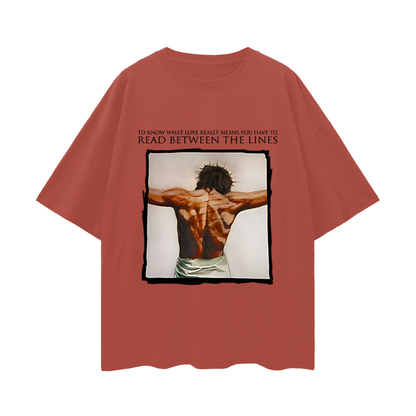 Religious Jesus Read Between The Lines Graphic Oversized T Shirt