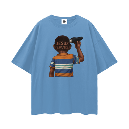Vintage/Y2K Religious Jesus Saves Oversized T Shirt
