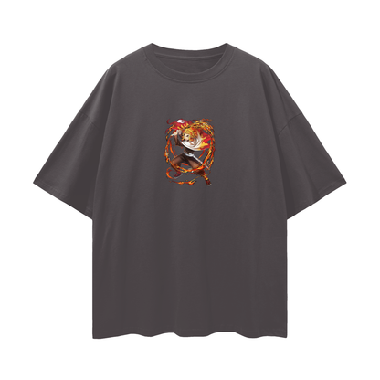 Vintage/Y2K Demon Flamehashira Slayer Anime Oversized T Shirt