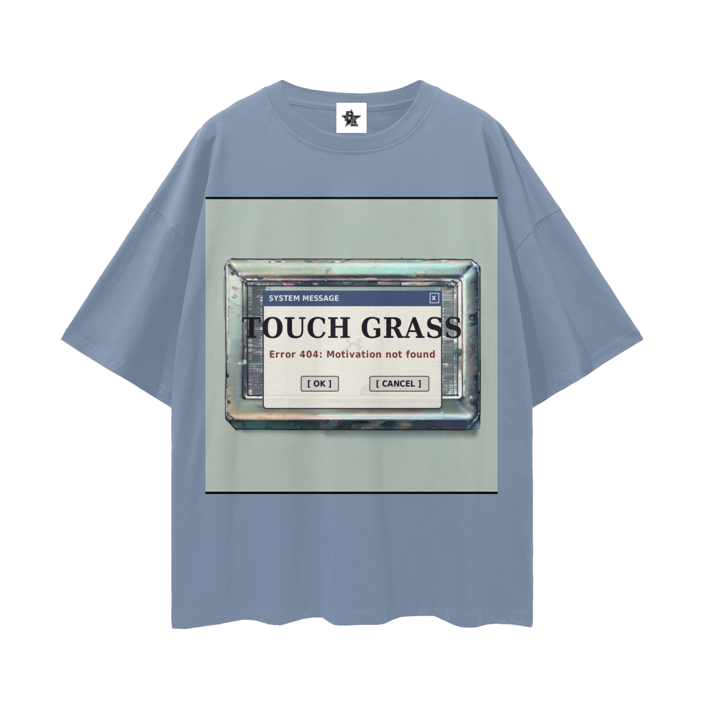 Touch Grass Error 404 Tee - Motivation Not Found | Y2K Early-Internet Oversized Graphic Tee