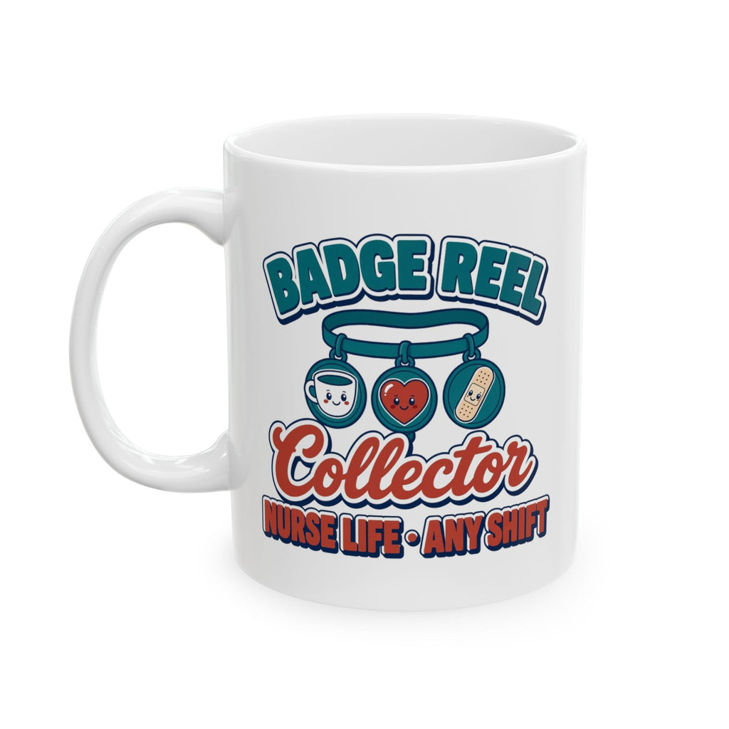 Badge Reel Collector mug - left