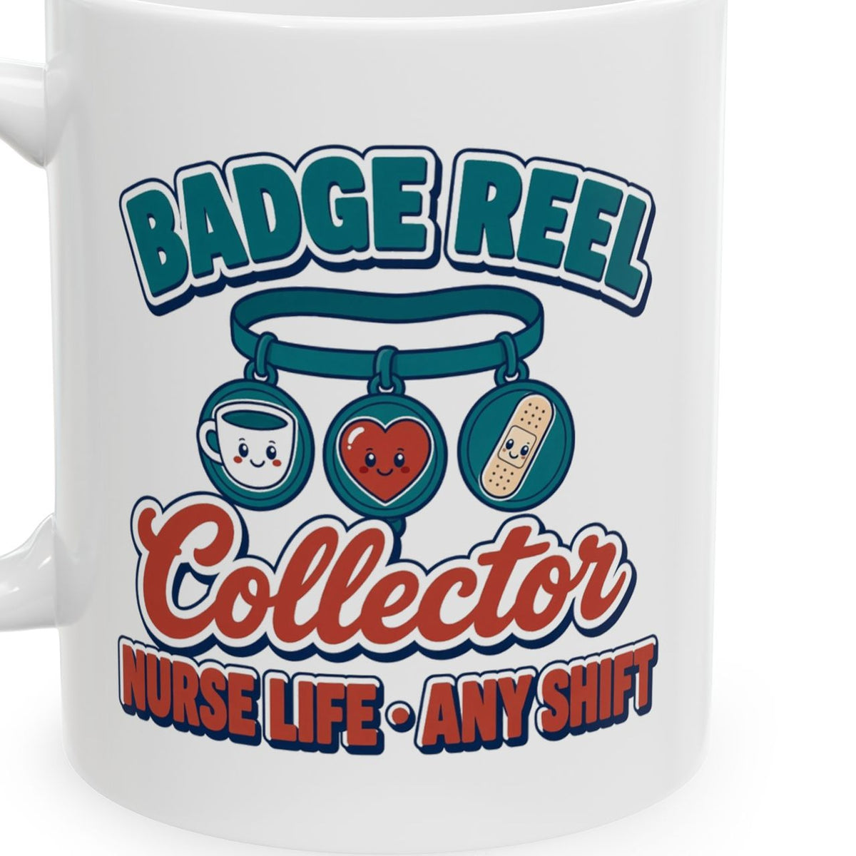 Badge Reel Collector mug - closeup art