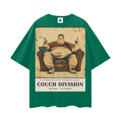 Sunday Kickoff Athletic Club Tee - Couch Division | Vintage Varsity Football Bootleg Oversized Tee