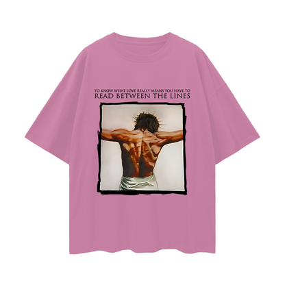 Religious Jesus Read Between The Lines Graphic Oversized T Shirt