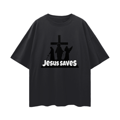 Religious Jesus Saves Fortnite Like Graphic Oversized T Shirt