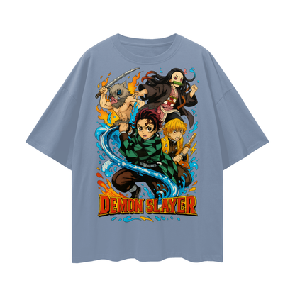 Vintage/Y2K Demon Slayer Anime All Characters Oversized T Shirt