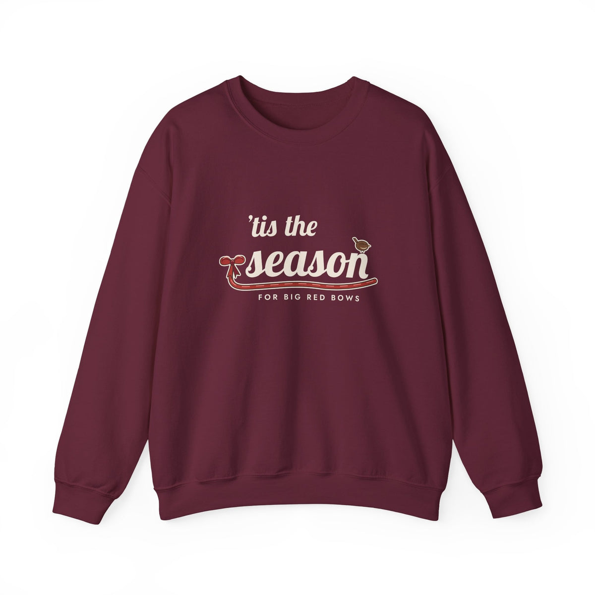 Big Red Bows Christmas sweatshirt - front maroon