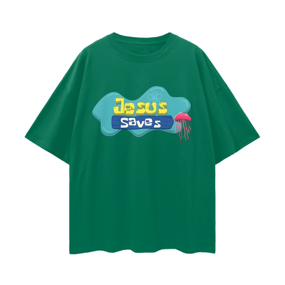 Religious Jesus Saves Spongebob Graphic Oversized T Shirt