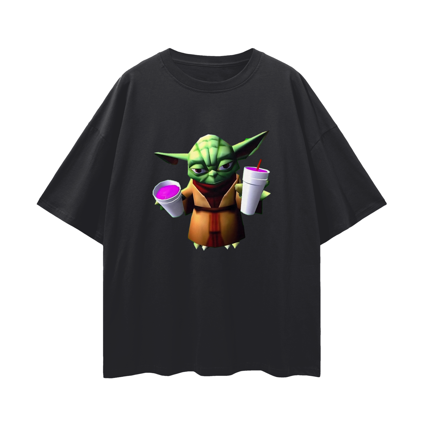 Funny Yoda Star Wars Double Cup Y2K Vintage Like Graphic Oversized T Shirt
