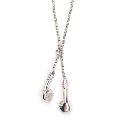 Fashion Necklace Hip-Hop Kirsite Music Headphones Earbuds Pendant Metal Men Clothing Accessories Necklace