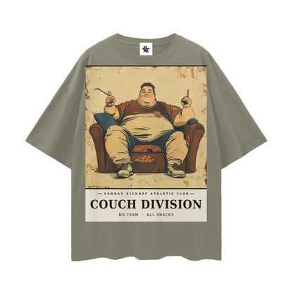 Sunday Kickoff Athletic Club Tee - Couch Division | Vintage Varsity Football Bootleg Oversized Tee
