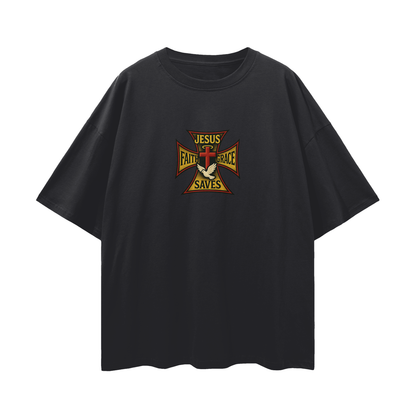 Religious Jesus Saves West Coast Choppers Like Graphic Oversized T Shirt
