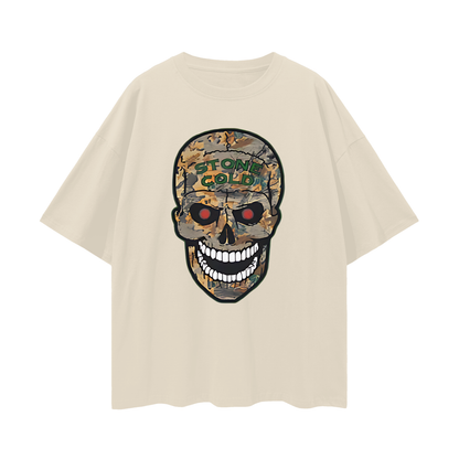 Vintage Like Camo Skull Cold Stone Steve Austin Oversized T Shirt