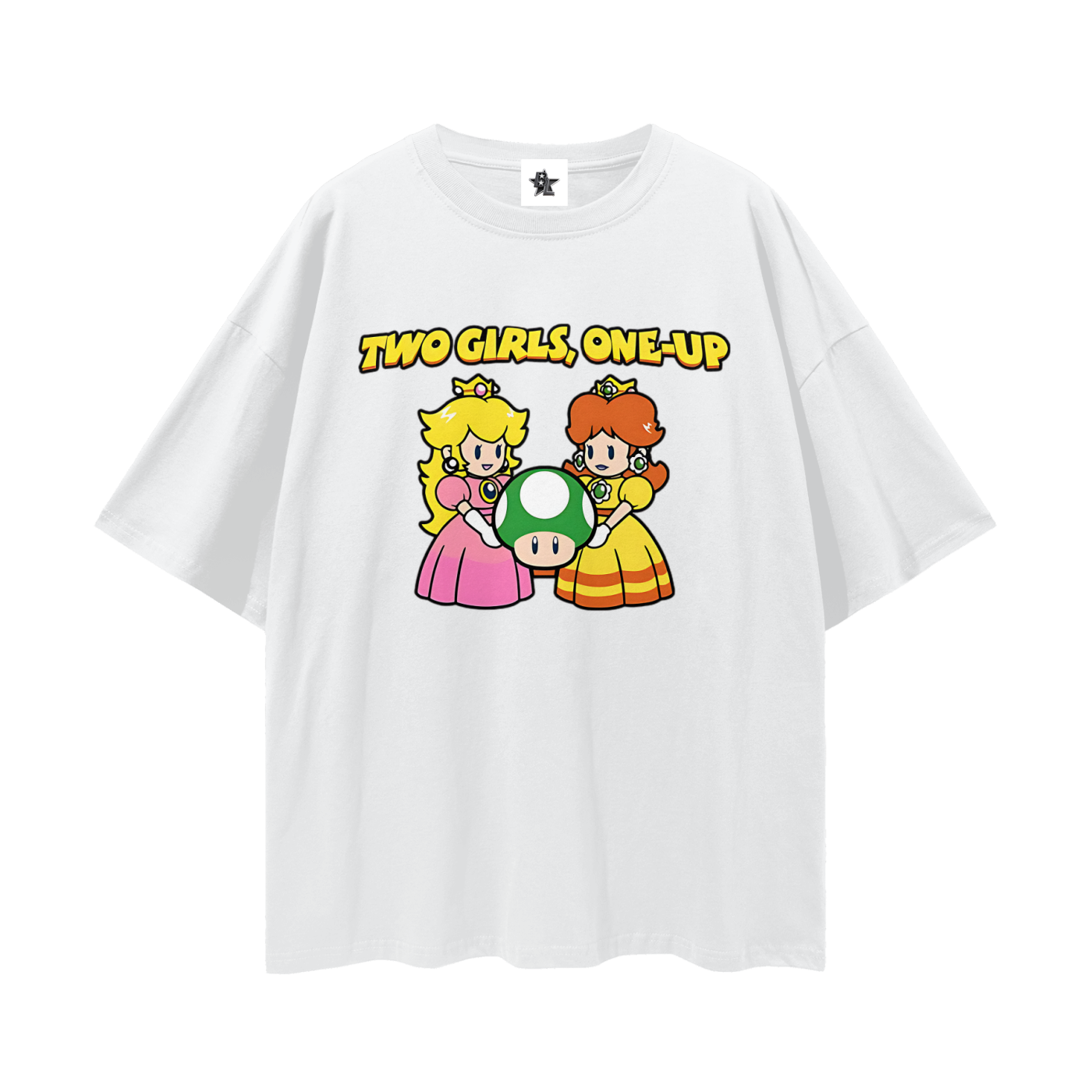 Funny Vintage/Y2K Two Girls One Up Oversized T Shirt