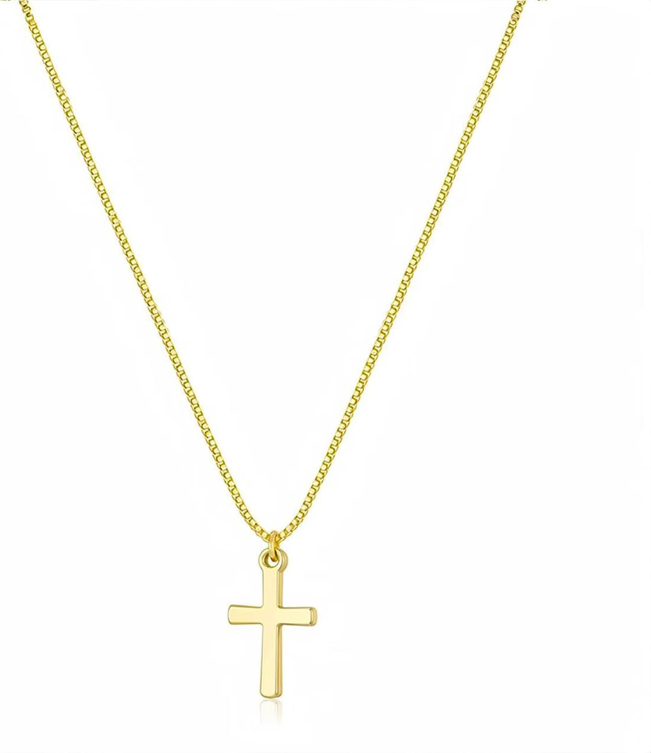 Cross Necklace for Women 14K Gold Plated Non Tarnish Jewelry Gifts | Cross Pendant Necklace Cute Simple Small Necklace Christian Baptism Religious Faith Jewelry Gifts